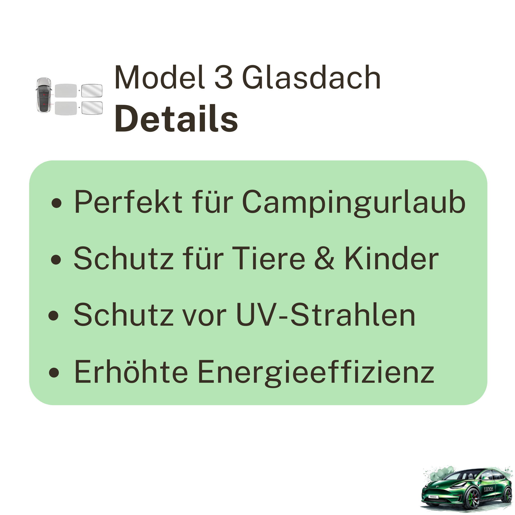 Model 3 Sonnenschutz & Sonnenblende (Hellgrau)