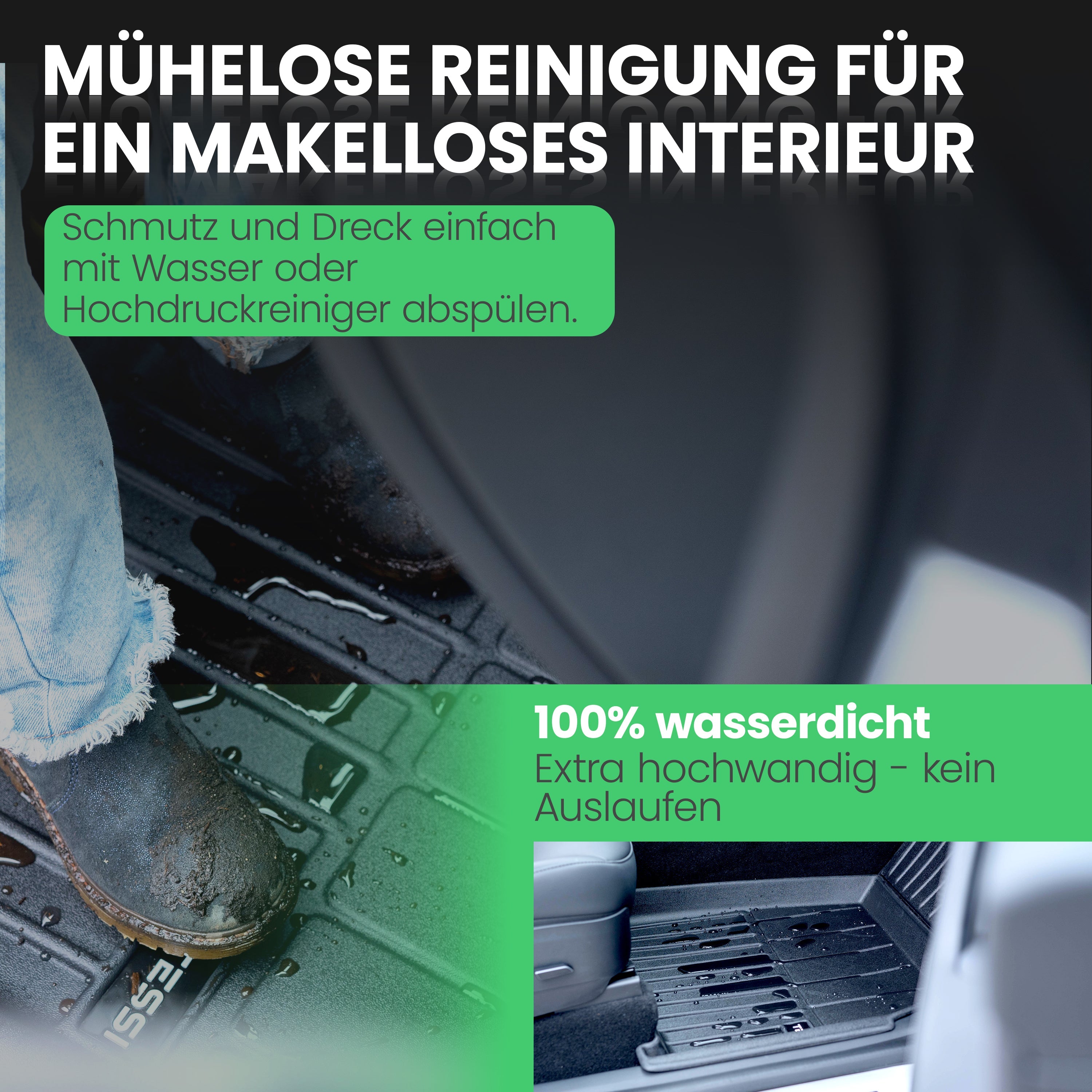 Tesla Model Y 5-teiliges Gummimattenset Tessi® Greenline 75% Recycling Material