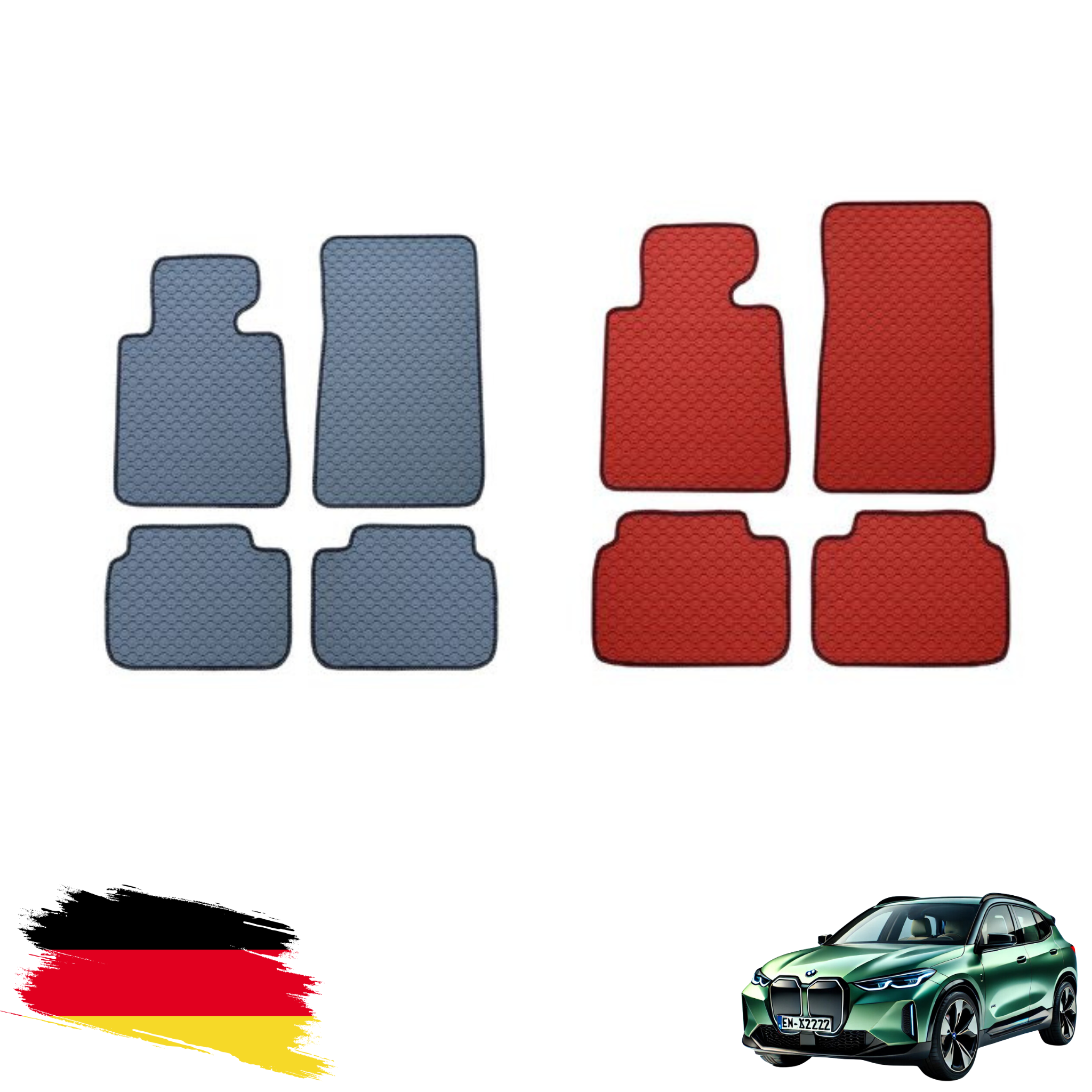 Gummimatten BMW iX1 Grau & Rot 