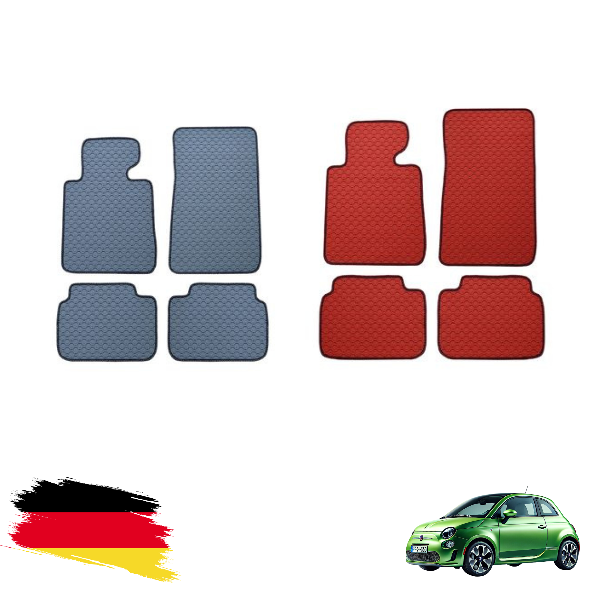 Gummimatten Fiat 500 Grau & Schwarz 